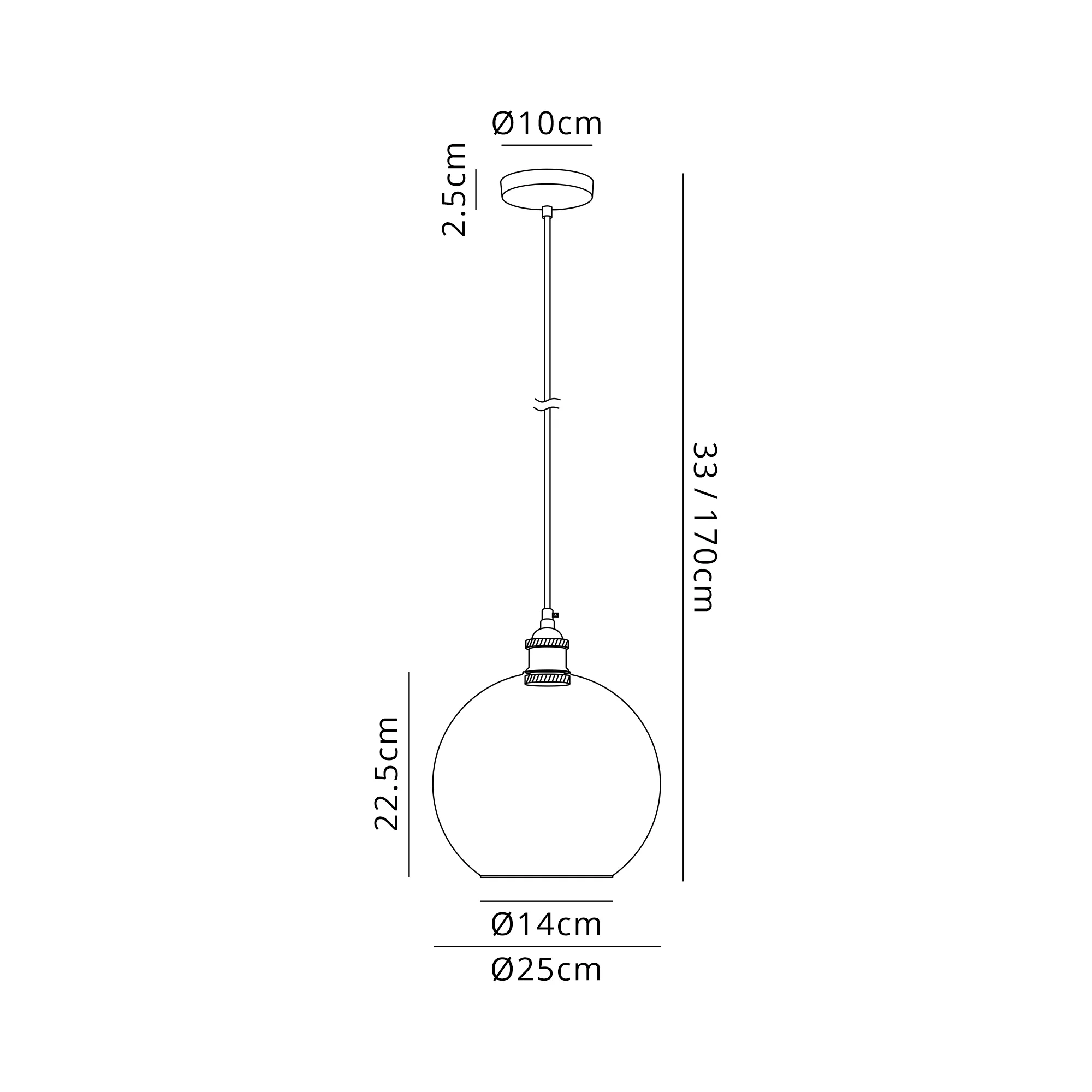Cawdor Single Pendant, 1 Light E27, Polished Chrome/Black/Chrome Plated Globe Glass DK1137  Deco Cawdor